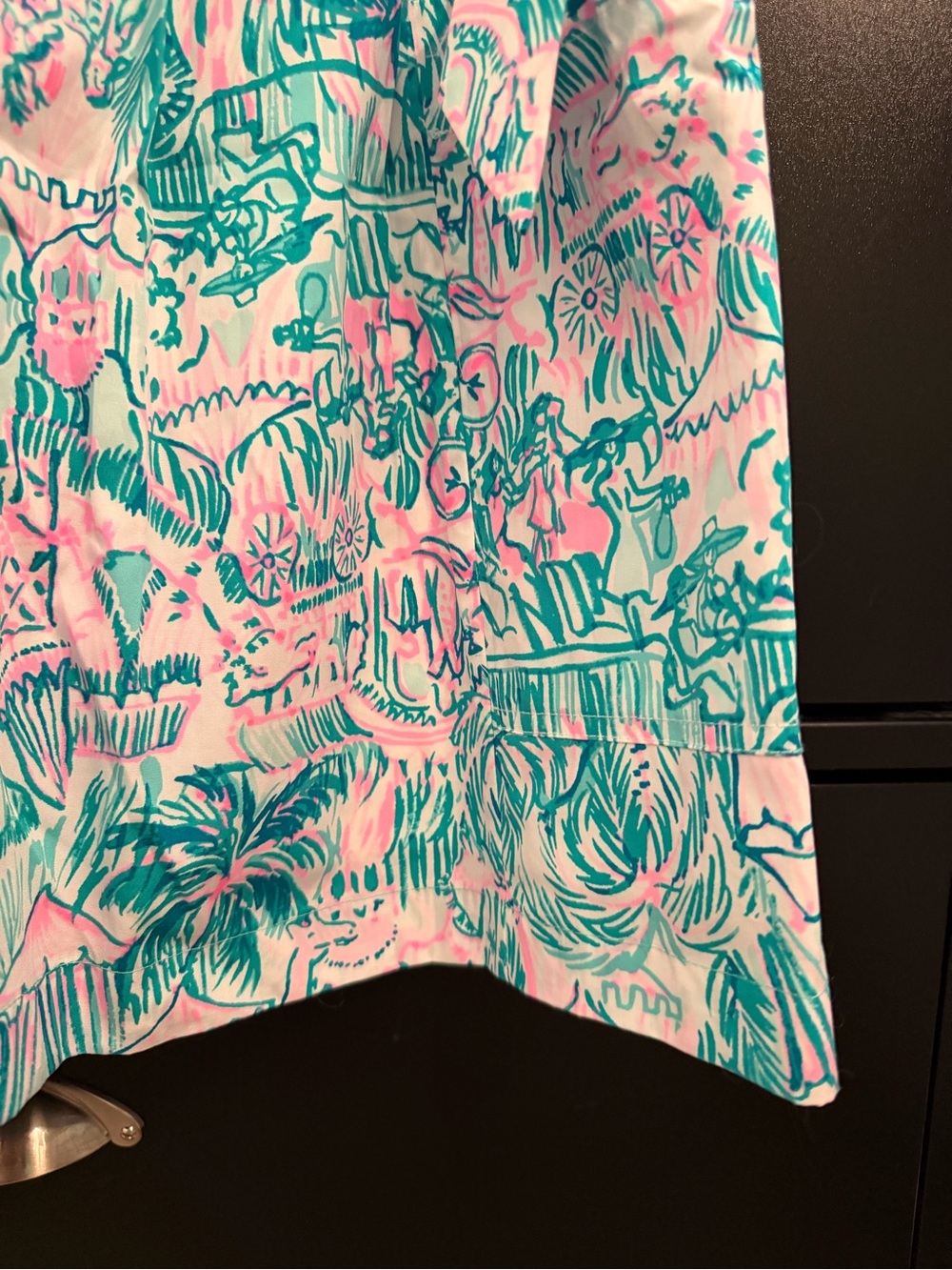 Lilly Pulitzer Pink & Teal Tropical Belted Skirt - Picture 2 of 5